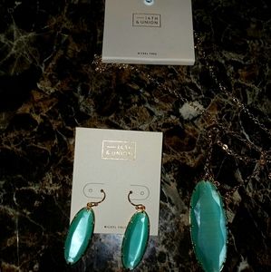 14 street & union earrings and chain jade stones